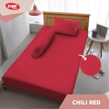 Sprei Kintakun Single 120x200 Tinggi 30 Embosed Edisi Spesial 3D D'luxe - Chilli Red