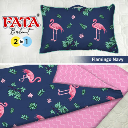 Balmut / Bantal selimut FATA Motif Flamingo Navy