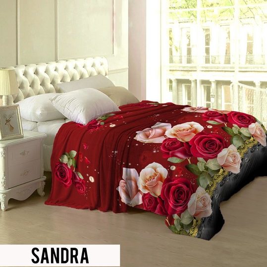 Selimut Lady Rose Terlaris bulu halus uk 160x200 motif Sandra